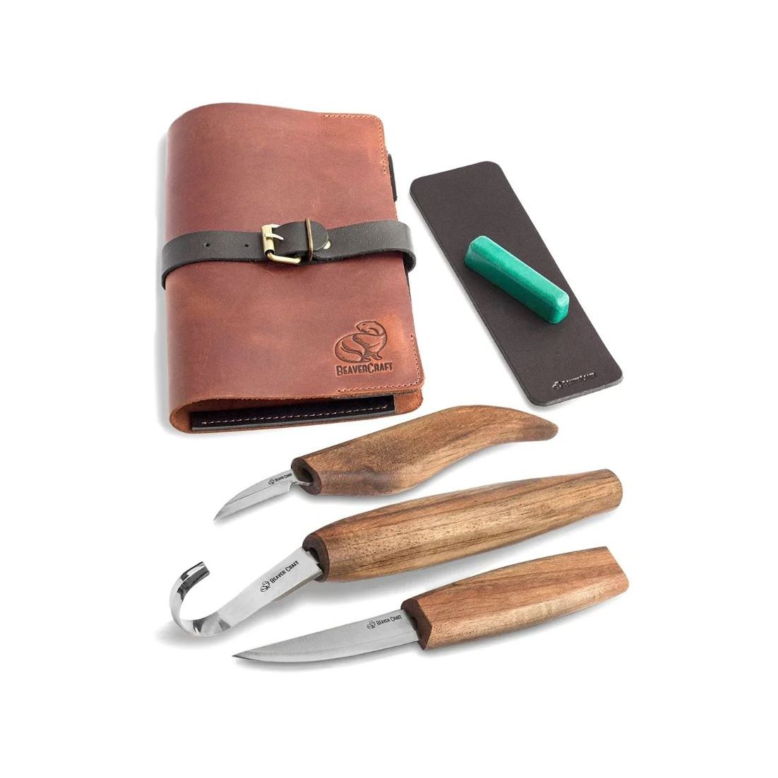 BeaverCraft Deluxe Spoon Carving Set With Walnut Handles S13X