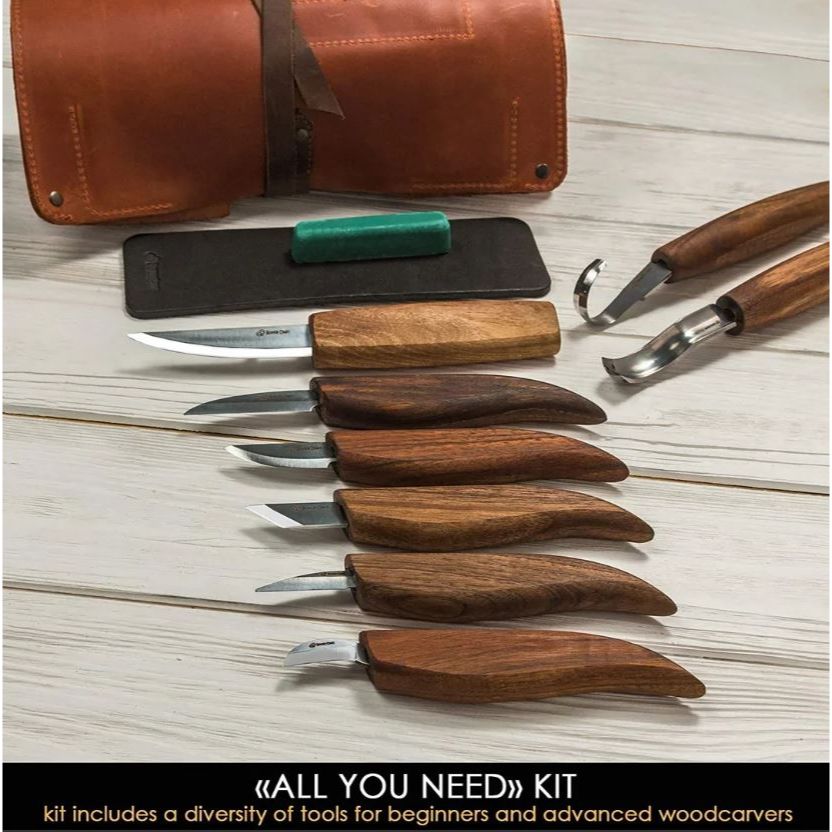 BeaverCraft Deluxe Wood Carving Set With Walnut Handles S18X