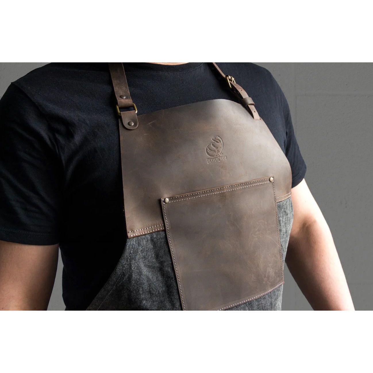 BeaverCraft Brown canvas with Leather Whittling Apron (AP4)